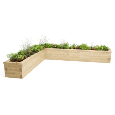 Long L-Shaped Raised Bed / 3.0 x 2.625 x 0.525 x 0.45m