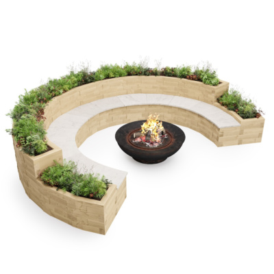 Circular Fire Pit Planter Bench / 4.2 x 3.14 x 0.75 m